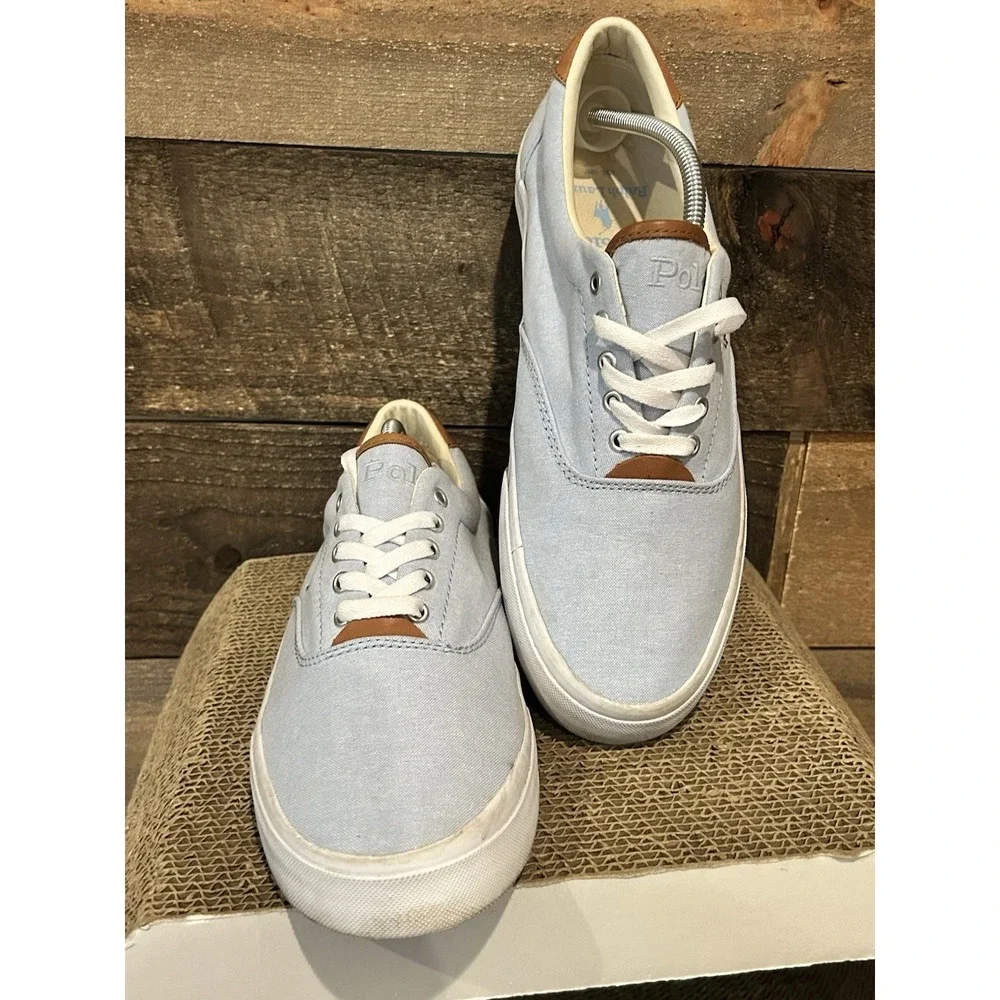 POLO RALPH LAUREN Thorton Cotton Canvas Light‎ Blue Pony Oxford Mens 11.5D